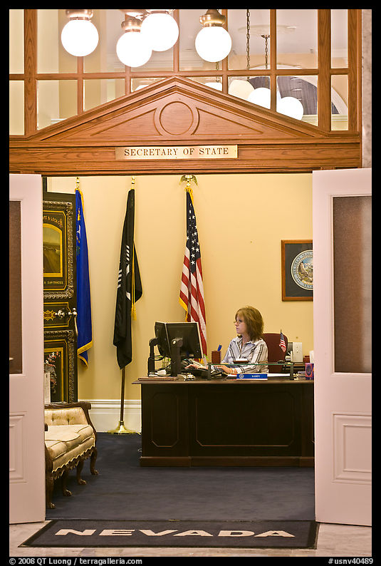 Office of the Secretary of State inside Nevada State Capitol. Carson City, Nevada, USA