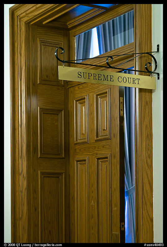Door to Nevada Supreme court. Carson City, Nevada, USA