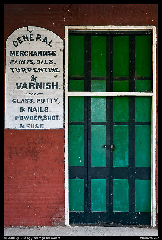 Door and wall, old general store. Genoa, Nevada, USA