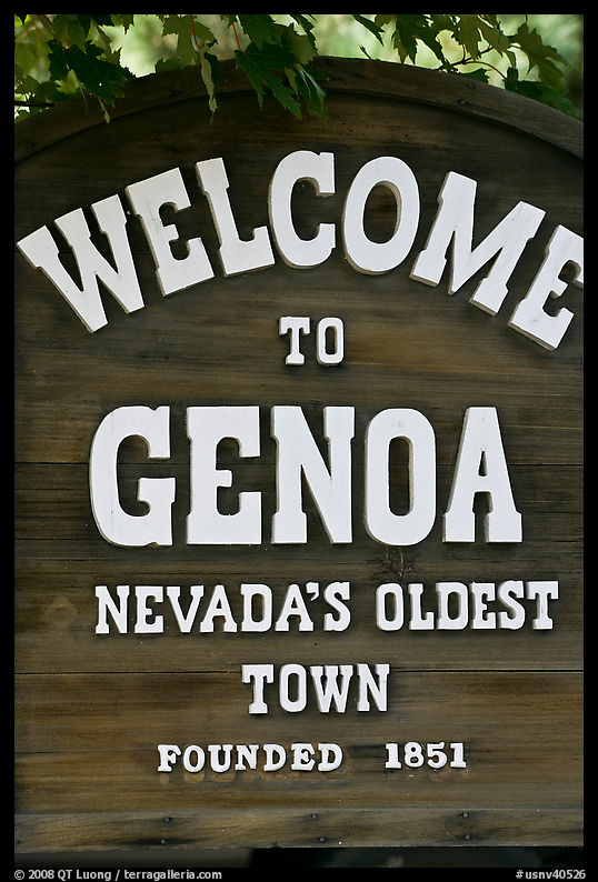 Nevada oldest town sign. Genoa, Nevada, USA