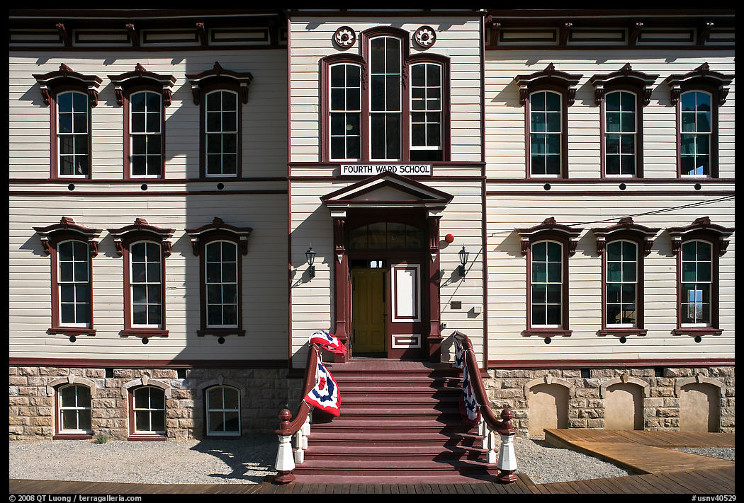Historic fourth ward school facade. Virginia City, Nevada, USA