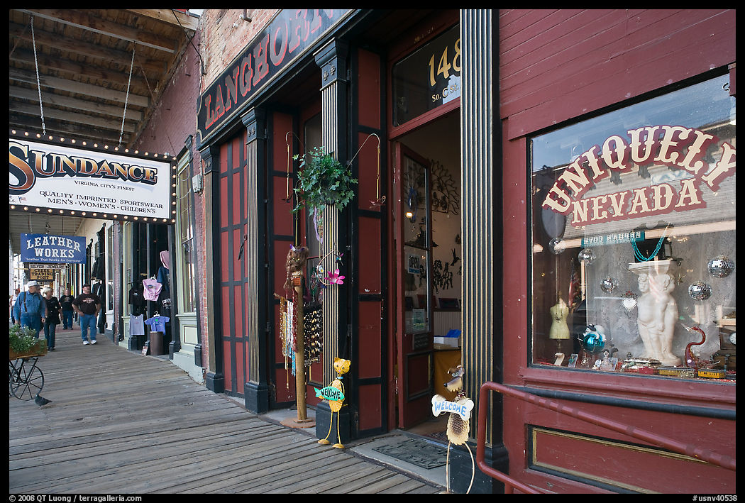 Gallery with souvenir shop. Virginia City, Nevada, USA