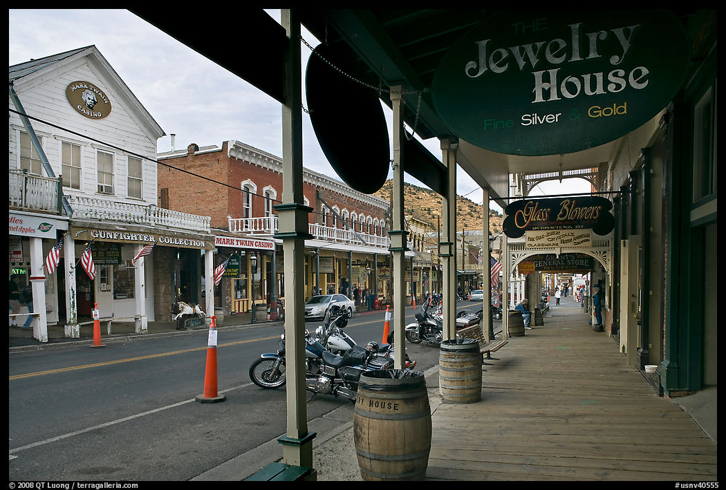 Gallery and main street. Virginia City, Nevada, USA