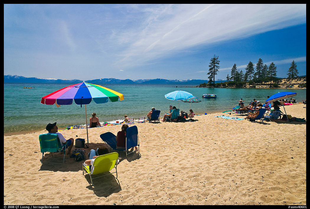 Sandy beach on East shore, Lake Tahoe-Nevada State Park, Nevada. USA