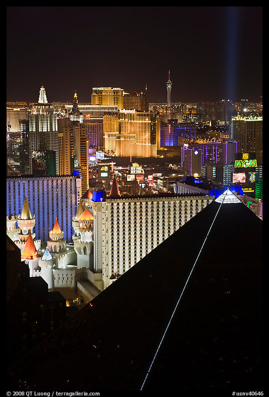 Hotel-casinos at night. Las Vegas, Nevada, USA