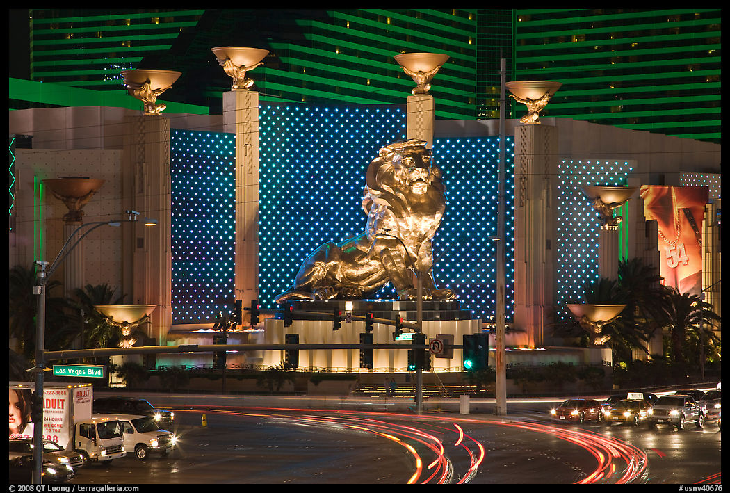 MGM lion and two women images. Las Vegas, Nevada, USA