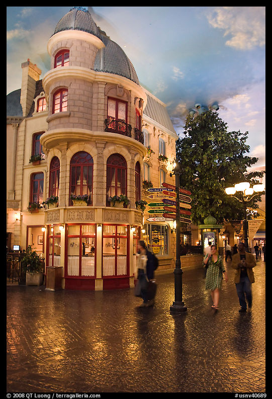 Cobblestone-like street inside Paris casino. Las Vegas, Nevada, USA