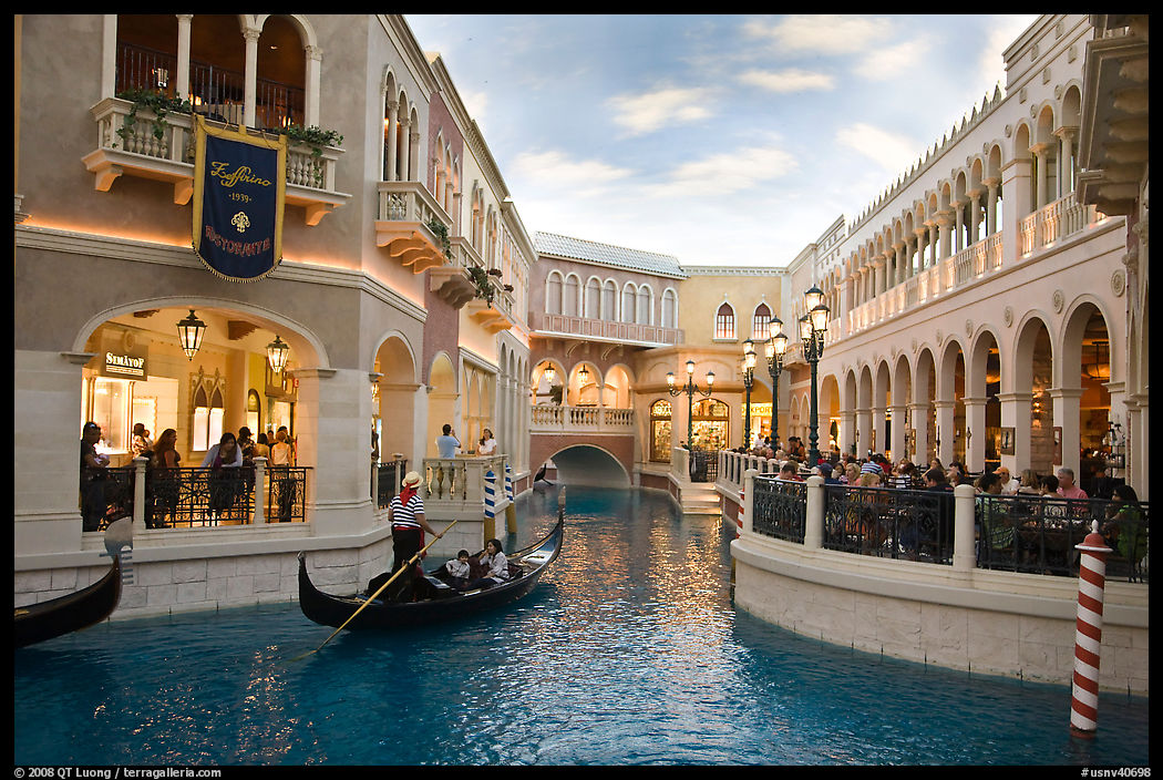 Grand Canal and shops inside Venetian hotel. Las Vegas, Nevada, USA