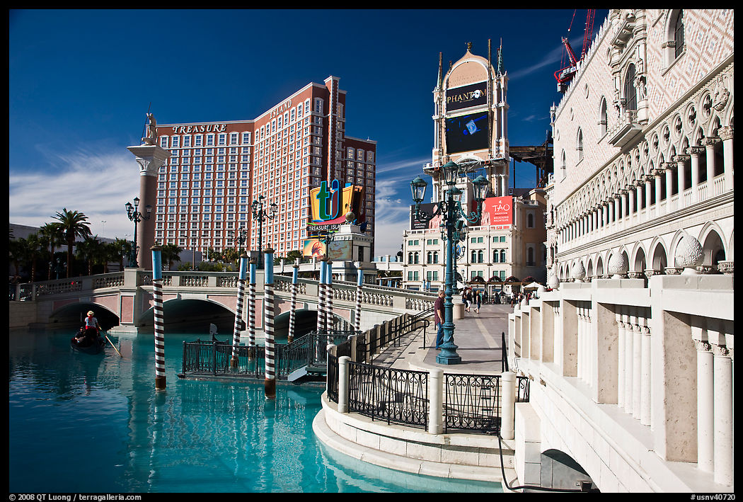 Venetian and Treasure Island hotels. Las Vegas, Nevada, USA