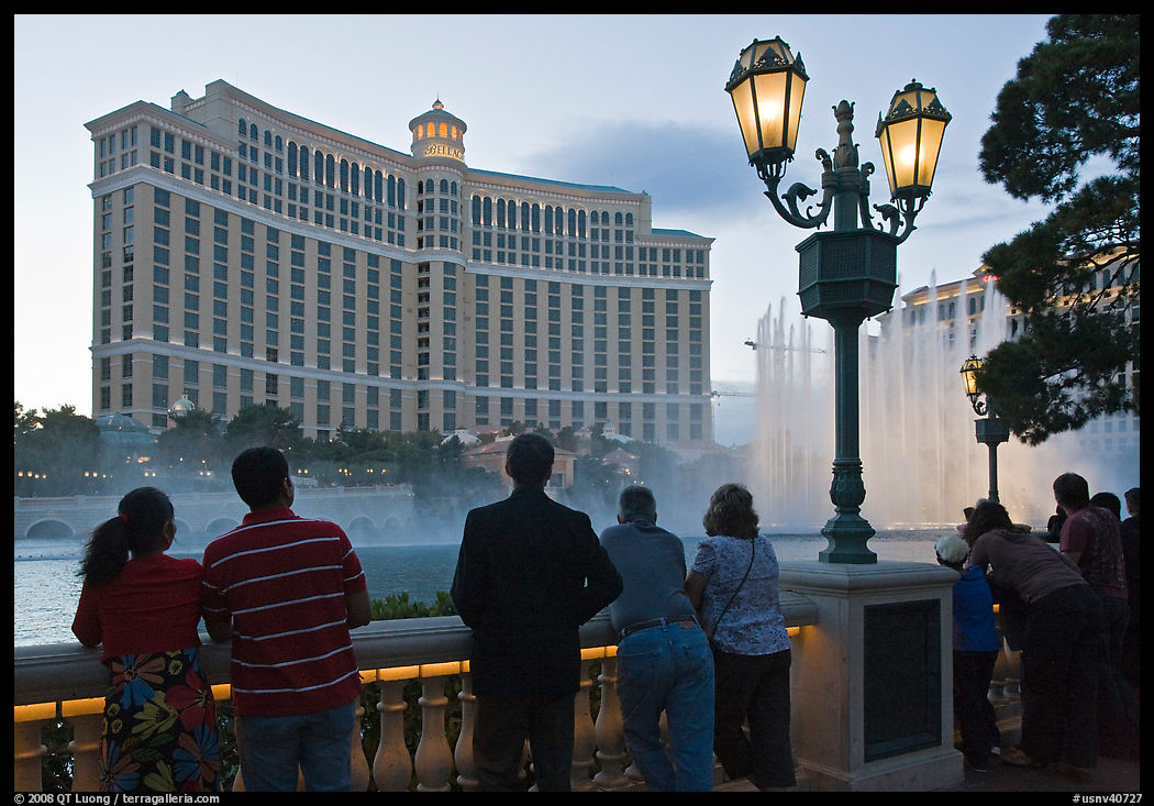 Watching the Fountains of Bellagio at dusk. Las Vegas, Nevada, USA