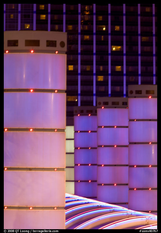 Columns and Baillys hotel by night. Las Vegas, Nevada, USA