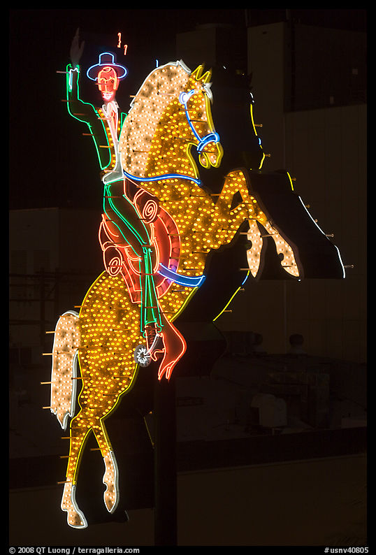 Elaborated horse neon light, Fremont street. Las Vegas, Nevada, USA