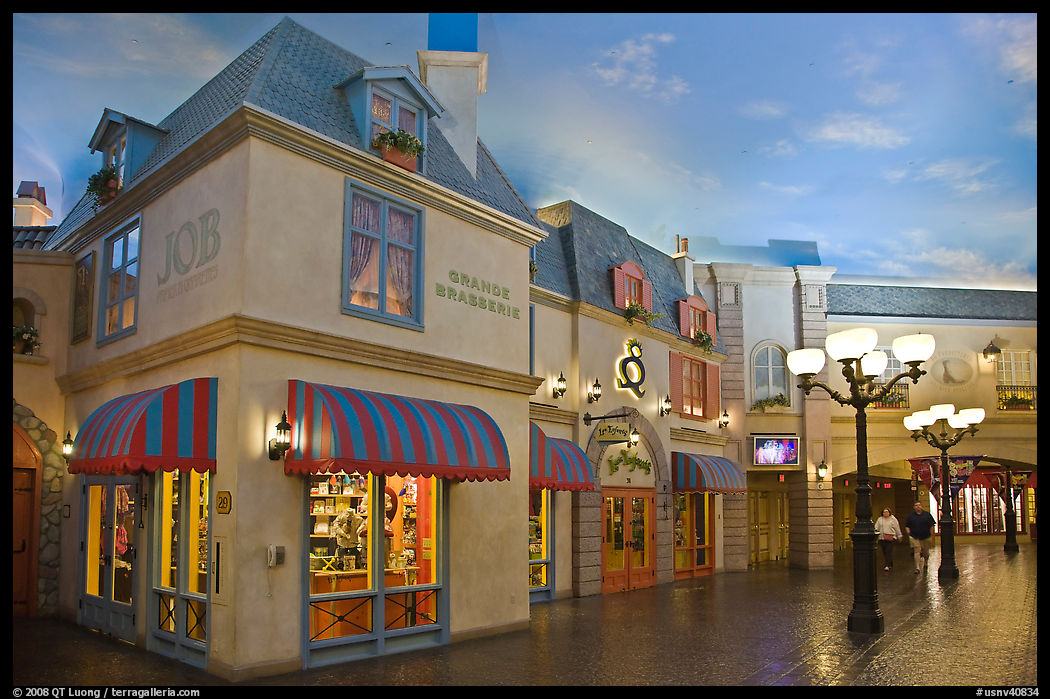 Stores in French style inside Paris hotel. Las Vegas, Nevada, USA