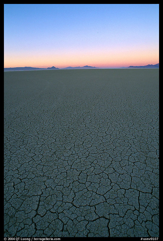 Dried mud lakebed, dawn. Black Rock Desert, Nevada, USA