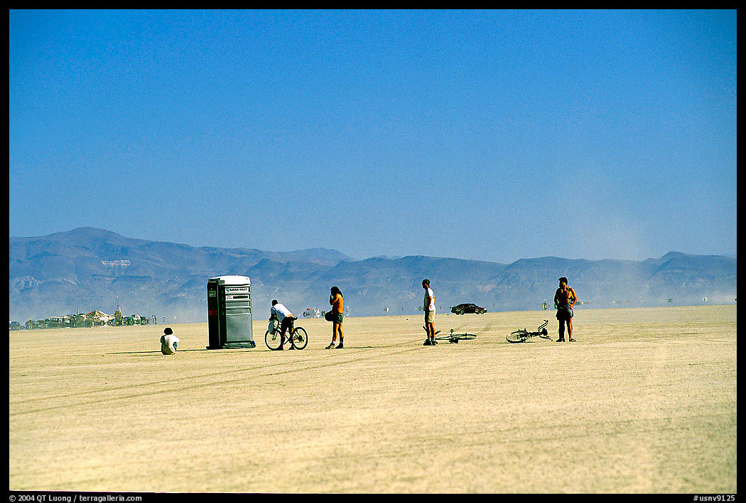 Line at the toilet. Black Rock Desert, Nevada, USA
