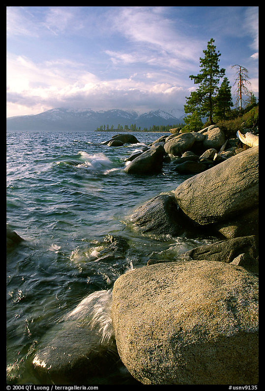 Rocks on the North-East shore of Lake Tahoe. California and Nevada, USA