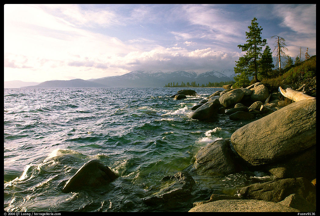 Rocks on the North-East shore of Lake Tahoe. California and Nevada, USA