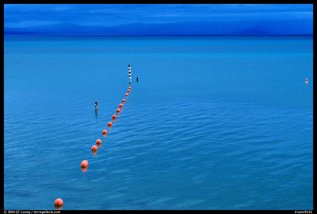 Buoy line, dusk, Lake Tahoe. California and Nevada, USA