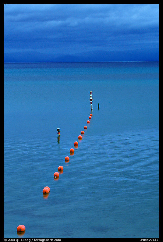Buoy line, dusk, Lake Tahoe. California and Nevada, USA