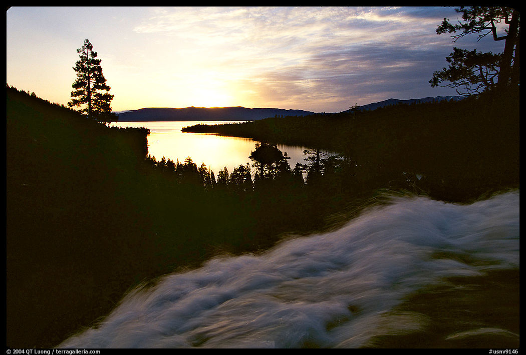 Eagle Falls and Emerald Bay, sunrise, Lake Tahoe. California and Nevada, USA