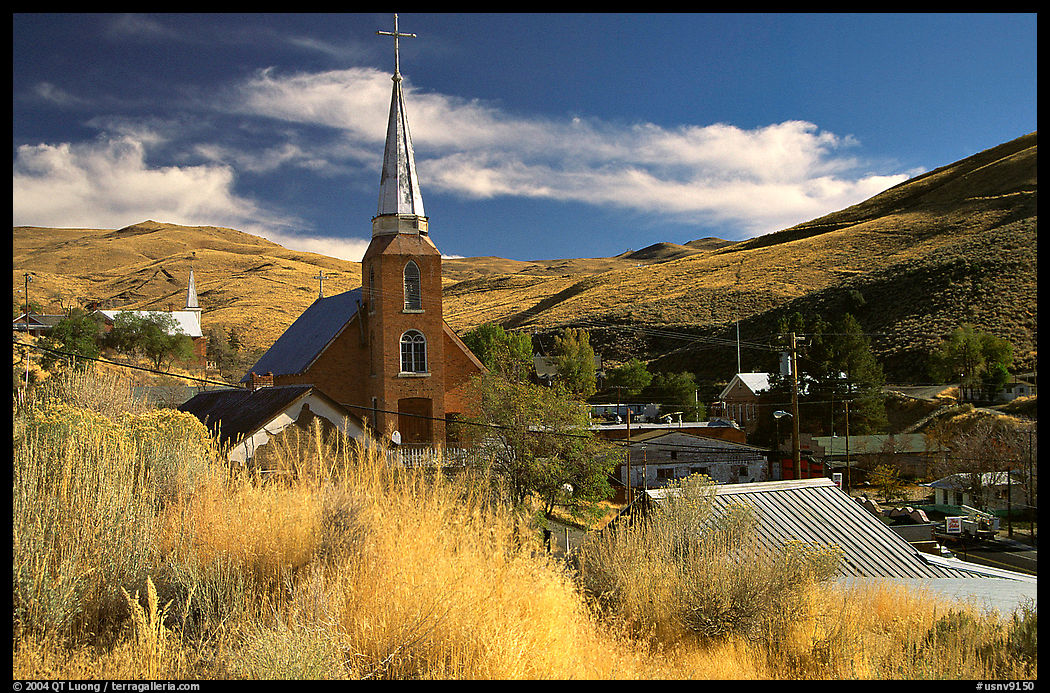 Church and town, Austin. Nevada, USA