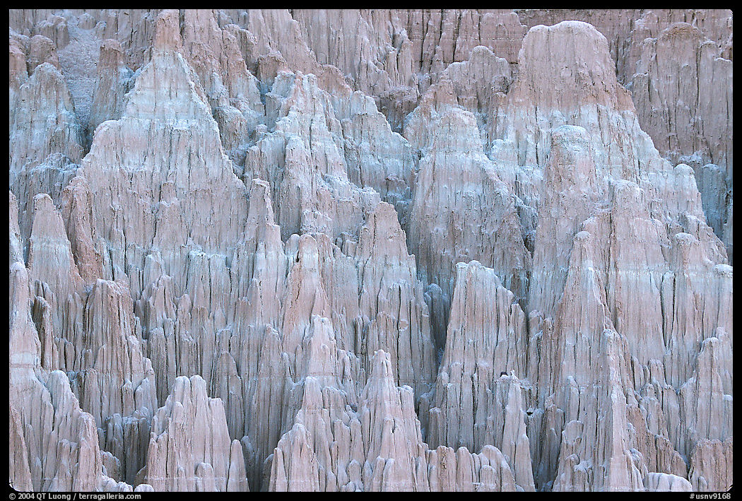 Patterns formed by erosion in the soft bentonite clay, Cathedral Gorge State Park. Nevada, USA
