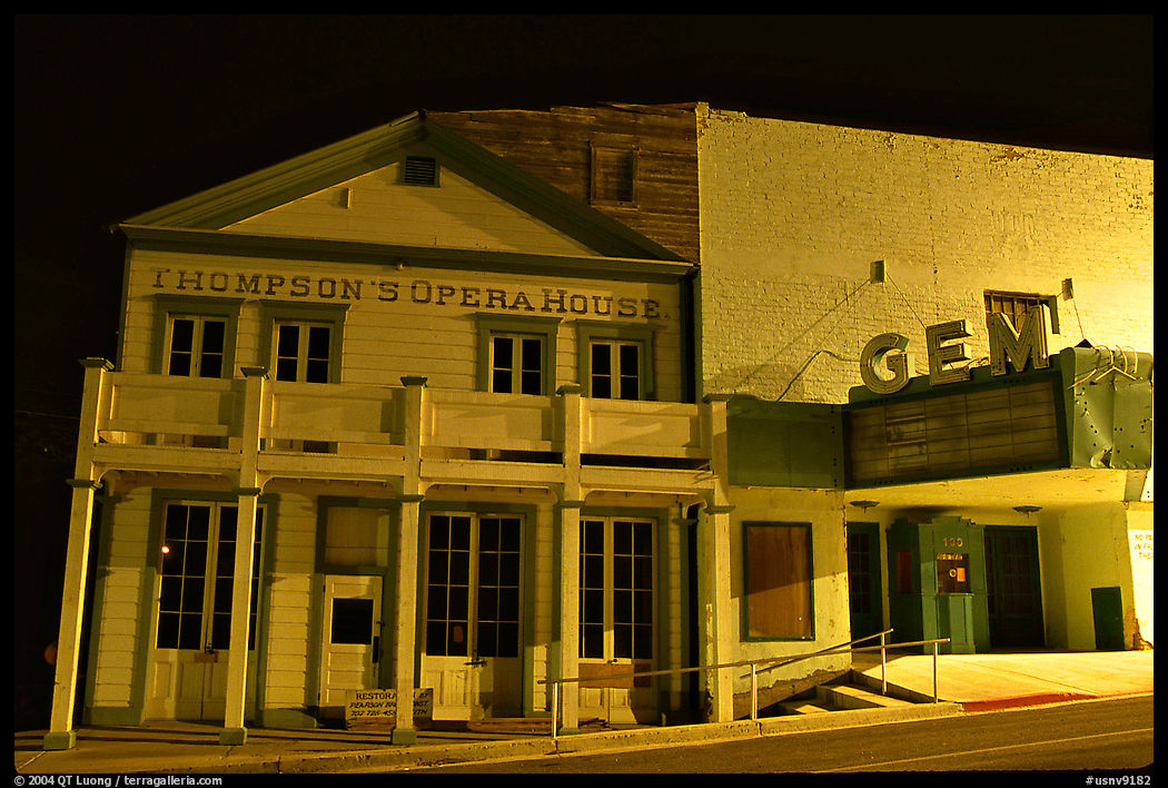 Opera house by night, Pioche. Nevada, USA