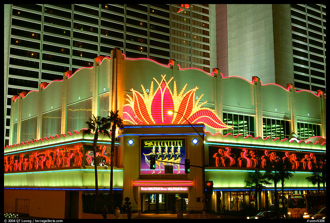 Flamingo casino by night. Las Vegas, Nevada, USA