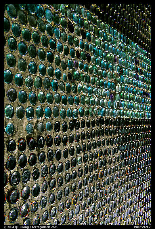 Bottles making up a wall, Rhyolite. Nevada, USA