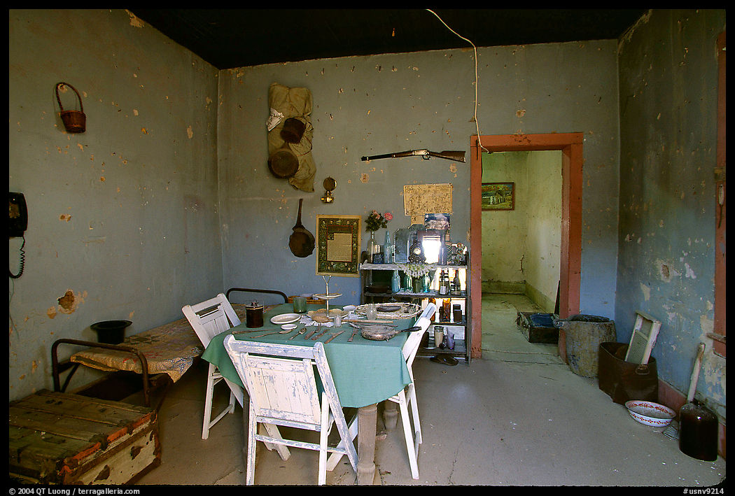 Inside the bottle house, Rhyolite. Nevada, USA