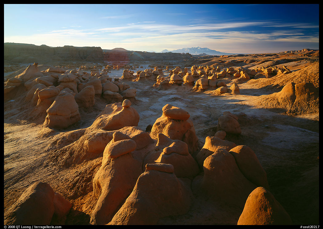 Goblin Valley from the main viewpoint, sunrise, Goblin Valley State Park. Utah, USA