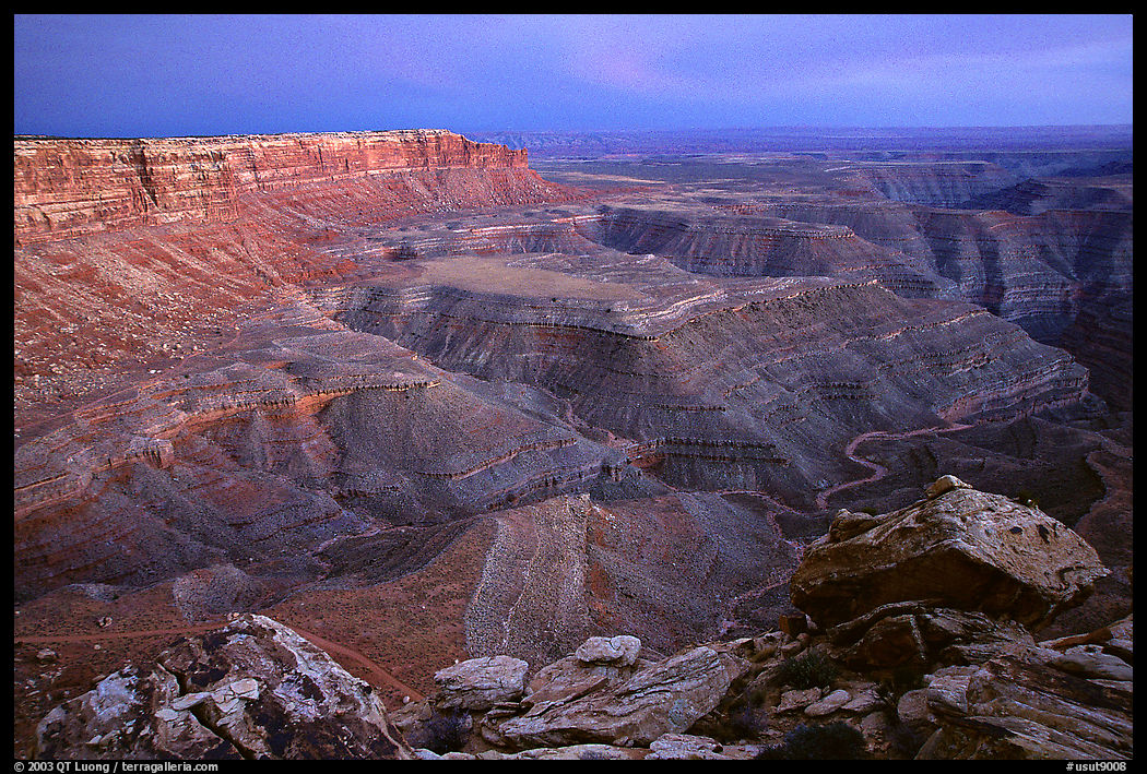 Cliffs near Muley Point, dusk. Utah, USA