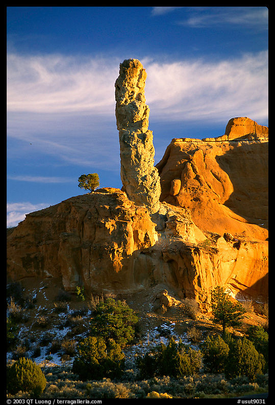 Chimney Rock, the largest sand pipe, sunset, Kodachrome Basin State Park. Utah, USA