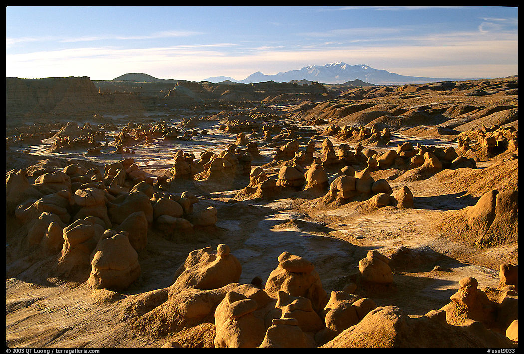 Goblin Valley from the main viewpoint, sunrise, Goblin Valley State Park. Utah, USA
