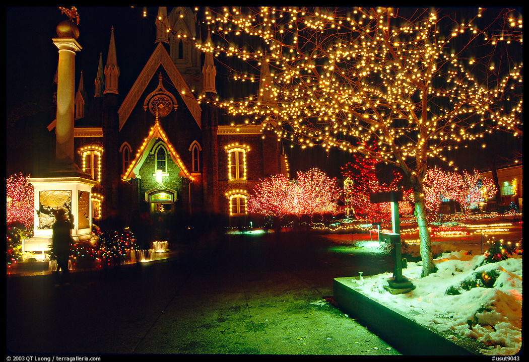 Temple Square with Christmas lights,Salt Lake City. Utah, USA