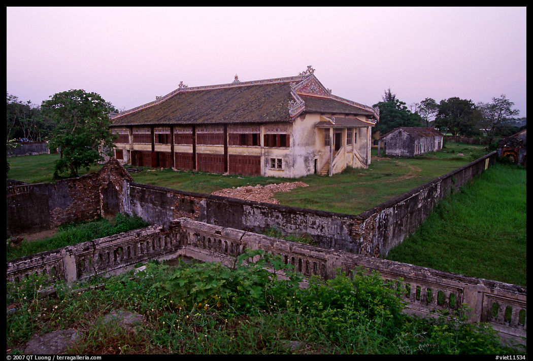 Building amongst gardens, Hue citadel. Hue, Vietnam