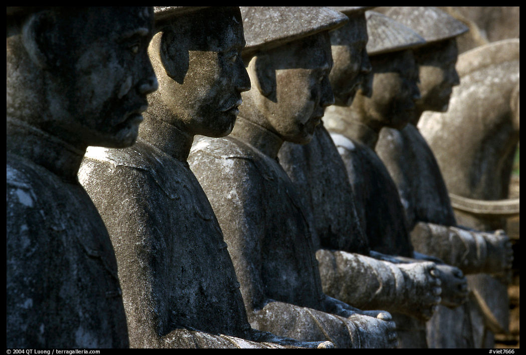 Row of statues in Khai Dinh Mausoleum. Hue, Vietnam