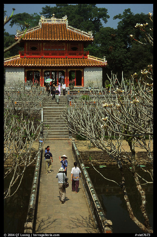 Alley and pavilion inside the Minh Mang Mausoleum. Hue, Vietnam