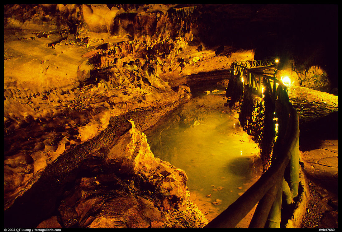 Ngoc Tuyen River flowing through Nhi Thanh Cave. Lang Son, Northest Vietnam