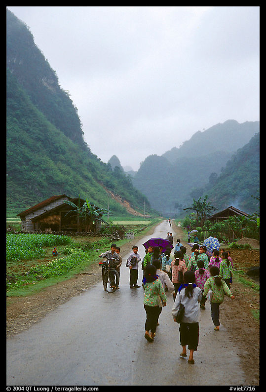 Children returning from school, Ma Phuoc Pass area. Northeast Vietnam