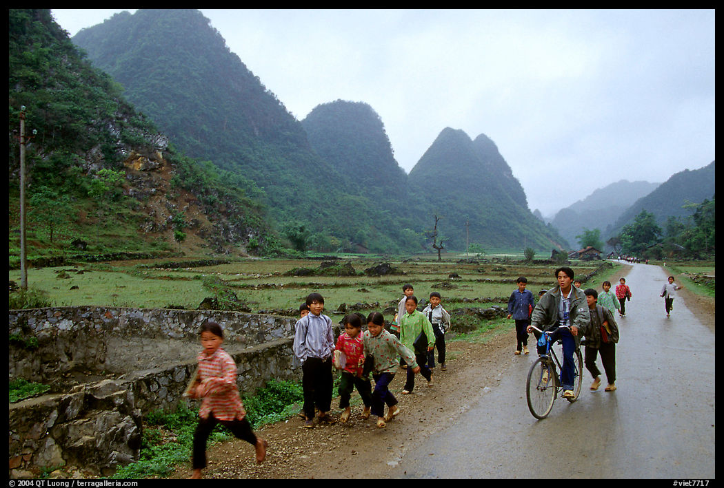 Children returning from school, Ma Phuoc Pass area. Northeast Vietnam