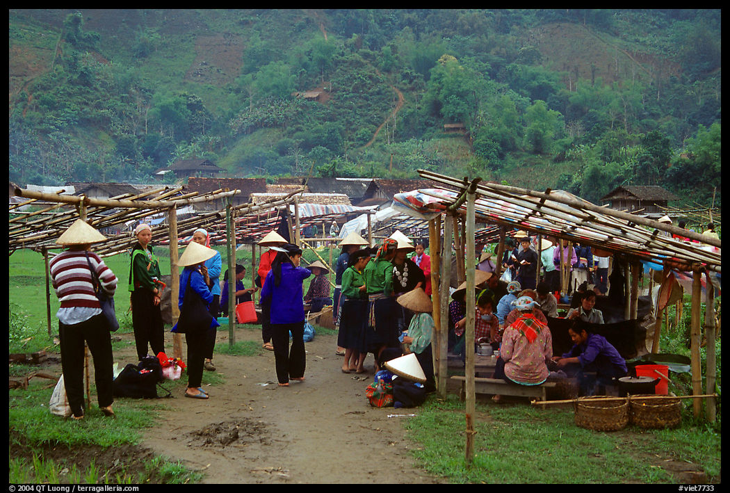 Market set in the fields near Ba Be Lake. Northeast Vietnam