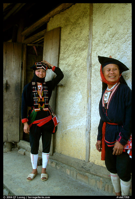 Two generations of tribewomen outside their house, near Mai Chau. Northwest Vietnam