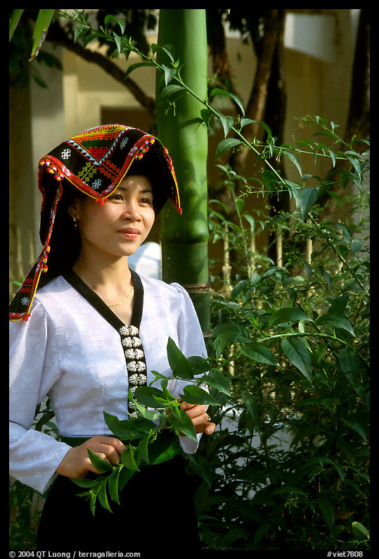 Young Thai woman in traditional dress, Son La. Northwest Vietnam