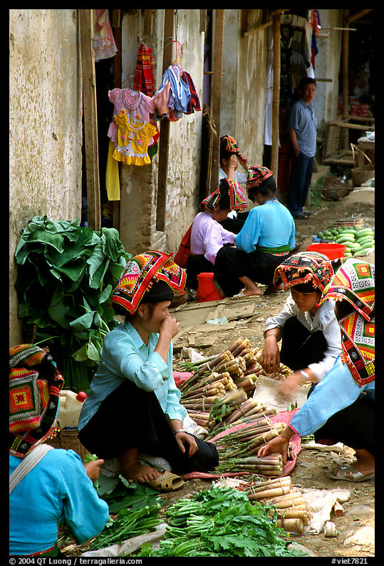 Thai women in the market, Tuan Chau. Northwest Vietnam