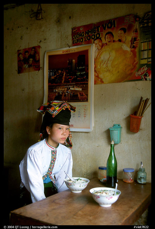 Thai woman in a restaurant, Tuan Chau. Northwest Vietnam
