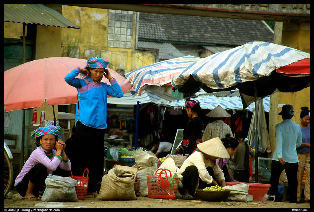 Montagnard women in market, Tam Duong. Northwest Vietnam