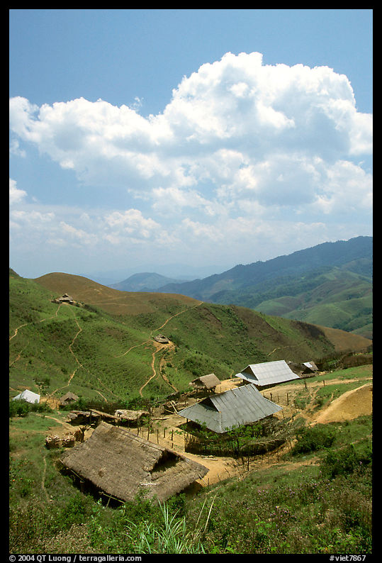 Hamlet near the pass between Son La and Lai Chau. Northwest Vietnam
