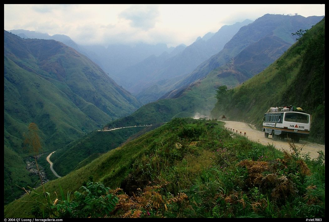 Steep road ascends the Tram Ton Pass near Sapa. Northwest Vietnam