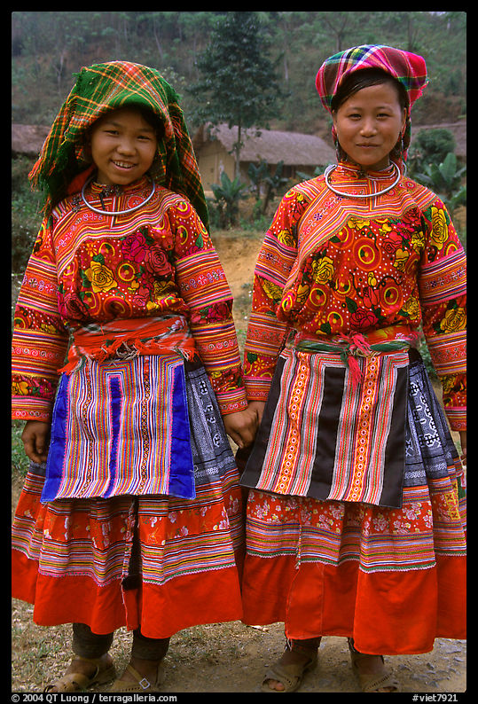 Two Flower Hmong girls. Vietnam